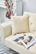 Beige velvet nailhead sofa bed with throw pillow and midfoot by La Spezia additional picture 2