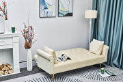 Beige velvet nailhead sofa bed with throw pillow and midfoot by La Spezia additional picture 3