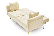 Beige velvet nailhead sofa bed with throw pillow and midfoot by La Spezia additional picture 8