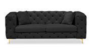Comfortable black velvet loveseat with two throw pillows by La Spezia additional picture 4