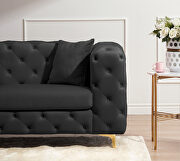 Comfortable black velvet loveseat with two throw pillows by La Spezia additional picture 6