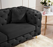 Comfortable black velvet loveseat with two throw pillows by La Spezia additional picture 7