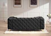 Comfortable black velvet loveseat with two throw pillows by La Spezia additional picture 8