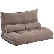 Light brown fabric adjustable folding futon lounge sofa additional photo 3 of 15