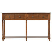 Antique walnut console table with drawers and long shelf rectangular additional photo 3 of 11
