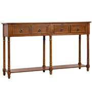Antique walnut console table with drawers and long shelf rectangular additional photo 4 of 11