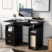 Black home office computer desk with pull-out keyboard tray and drawers by La Spezia additional picture 2