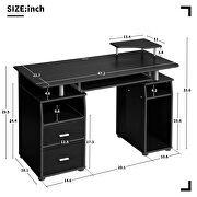 Black home office computer desk with pull-out keyboard tray and drawers by La Spezia additional picture 12