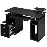 Black home office computer desk with pull-out keyboard tray and drawers by La Spezia additional picture 18
