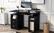 Black home office computer desk with pull-out keyboard tray and drawers by La Spezia additional picture 3