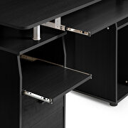 Black home office computer desk with pull-out keyboard tray and drawers by La Spezia additional picture 5