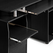 Black home office computer desk with pull-out keyboard tray and drawers by La Spezia additional picture 8