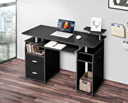 Black home office computer desk with pull-out keyboard tray and drawers by La Spezia additional picture 9