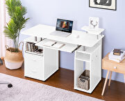 White home office computer desk with pull-out keyboard tray and drawers by La Spezia additional picture 2