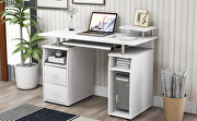 White home office computer desk with pull-out keyboard tray and drawers by La Spezia additional picture 12