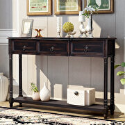 Espresso console table with projecting drawers and long shelf by La Spezia additional picture 8