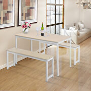 3-piece dining table set kitchen beige table with two benches by La Spezia additional picture 11