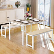 3-piece dining table set kitchen beige table with two benches by La Spezia additional picture 12