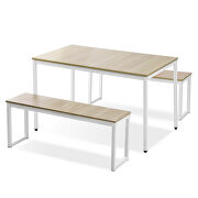 3-piece dining table set kitchen beige table with two benches by La Spezia additional picture 8