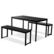 3-piece dining table set kitchen black table with two benches additional photo 5 of 7