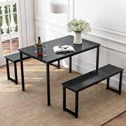 3-piece dining table set kitchen black table with two benches by La Spezia additional picture 6