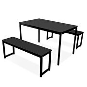3-piece dining table set kitchen black table with two benches by La Spezia additional picture 7