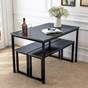 3-piece dining table set kitchen black table with two benches by La Spezia additional picture 8