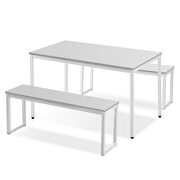 3-piece dining table set kitchen white table with two benches by La Spezia additional picture 5
