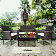 4 pc outdoor garden rattan patio furniture set cushioned seat wicker sofa by La Spezia additional picture 6