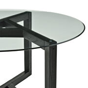 Round tempered glass top & sturdy espresso wood base coffee table by La Spezia additional picture 2