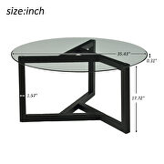 Round tempered glass top & sturdy espresso wood base coffee table by La Spezia additional picture 3