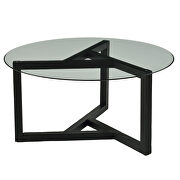 Round tempered glass top & sturdy espresso wood base coffee table by La Spezia additional picture 5
