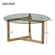 Round tempered glass top & sturdy natural wood base coffee table by La Spezia additional picture 5