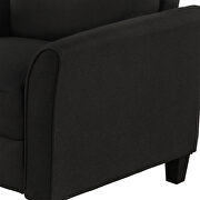 Black soft linen fabric armrest chair additional photo 3 of 9