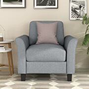 Gray soft linen fabric armrest chair additional photo 2 of 9