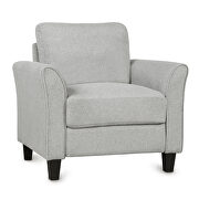 Light gray soft linen fabric armrest chair additional photo 2 of 9