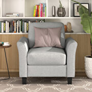 Light gray soft linen fabric armrest chair additional photo 5 of 9