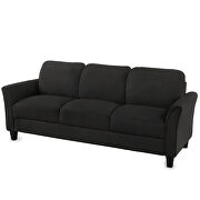 3-seat black linen fabric sofa additional photo 2 of 10