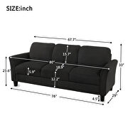 3-seat black linen fabric sofa by La Spezia additional picture 11