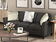 3-seat black linen fabric sofa additional photo 5 of 10