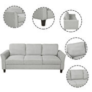 3-seat gray linen fabric sofa additional photo 4 of 9