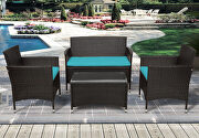 Ustyle 4 piece rattan sofa seating group with blue cushions by La Spezia additional picture 4