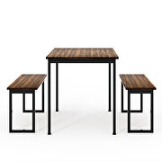 3-piece dining table set kitchen brown table with two benches by La Spezia additional picture 11