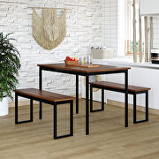 3-piece dining table set kitchen brown table with two benches by La Spezia additional picture 14