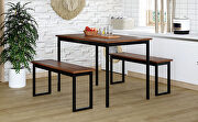 3-piece dining table set kitchen brown table with two benches by La Spezia additional picture 15