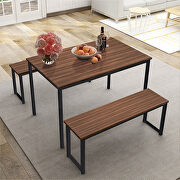 3-piece dining table set kitchen brown table with two benches by La Spezia additional picture 6