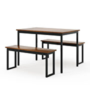 3-piece dining table set kitchen brown table with two benches by La Spezia additional picture 8