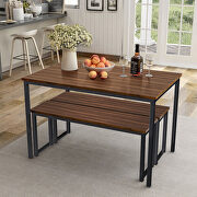 3-piece dining table set kitchen brown table with two benches by La Spezia additional picture 10