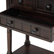 Espresso narrow console table, slim sofa table with three storage drawers additional photo 3 of 12
