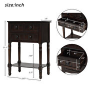 Espresso narrow console table, slim sofa table with three storage drawers by La Spezia additional picture 10